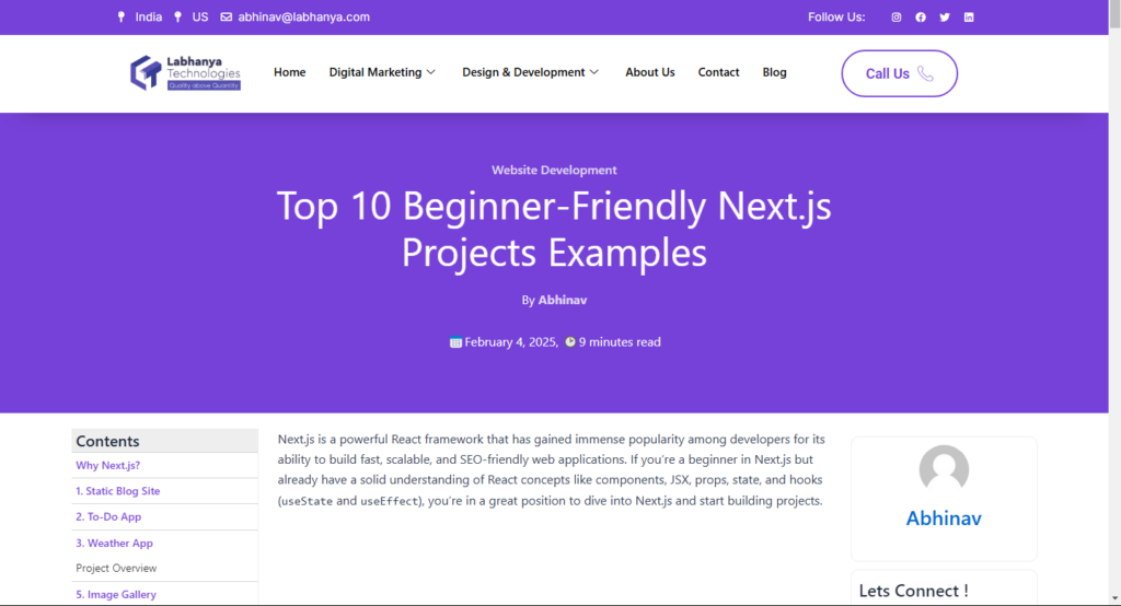 Beginner-Friendly Next.js Projects Examples